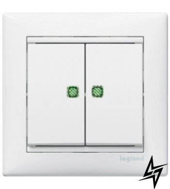 Обычный 2-клавишный выключатель с подсветкой Legrand 774212 Valena Classic, белый, 10 А, IP20 774212 фото