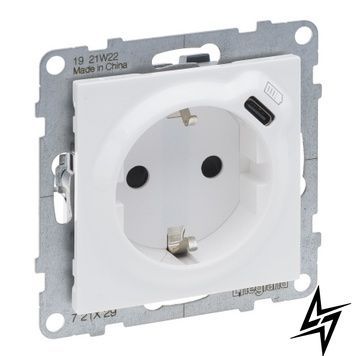 Розетка із з/к та захист. шторками + USB С 1,5А/250V для серії SUNO білий Legrand 721129 фото