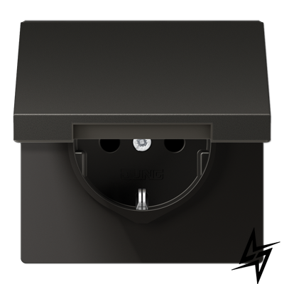 Розетка SCHUKO 16А алюміній антрацит з кришкою LS 990 Jung AL1520KLAN фото