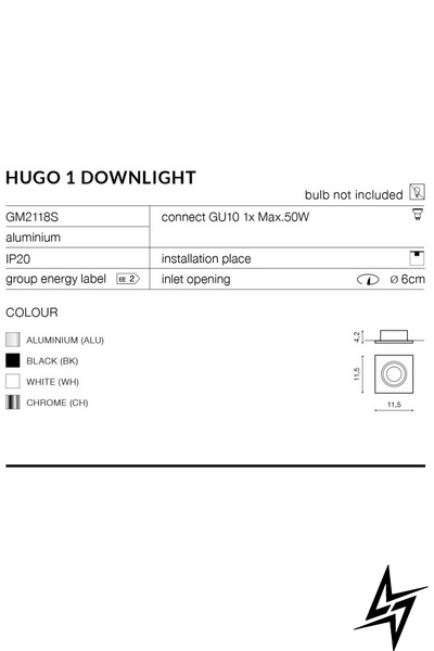 Точковий врізний світильник Azzardo Hugo 1 AZ1735 25643 фото наживо, фото в дизайні інтер'єру