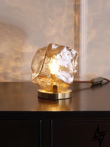 Настольный светильник Bumpy Cube D15 S23-12356 1xG9 Золото/Оранжевый. 031029 фото в живую, фото в дизайне интерьера