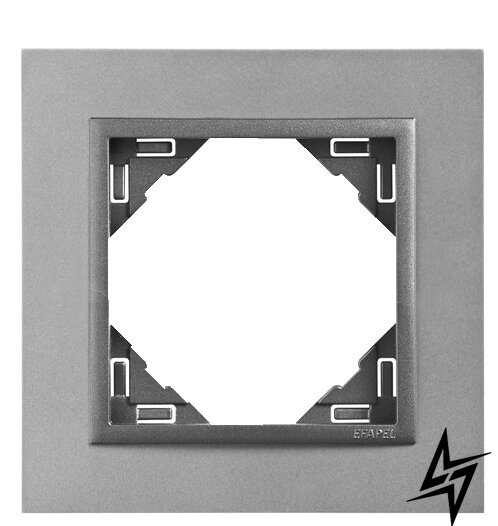 Рамка одинарна універсальна Logus 90 Animato алюміній/сірий Efapel фото