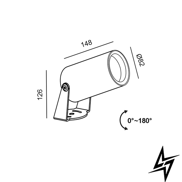 LTX 08.3014.13.930.GR.50 Прожектор VISOR82, L148mm, D82mm, H126mm, LED 12.6W, 1020Lm, 3000K, 50&deg;, CRI>90, 220-240V, IP65, прозоре скло, графіт фото