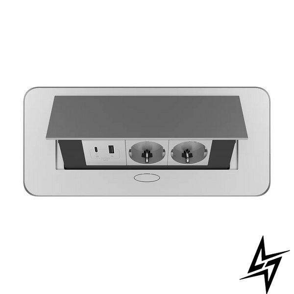 Розетка мебельная двойная с USB-A и USB-С Livolo серый (VL-SHS013-FCTC-FCUA.UCIP-S) фото