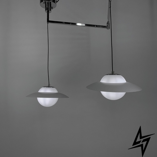 Регулюючий підвісний світильник в хромовому корпусі на 2 лампочки LE29934 2xE27 Білий YG 88/2 CH фото наживо, фото в дизайні інтер'єру