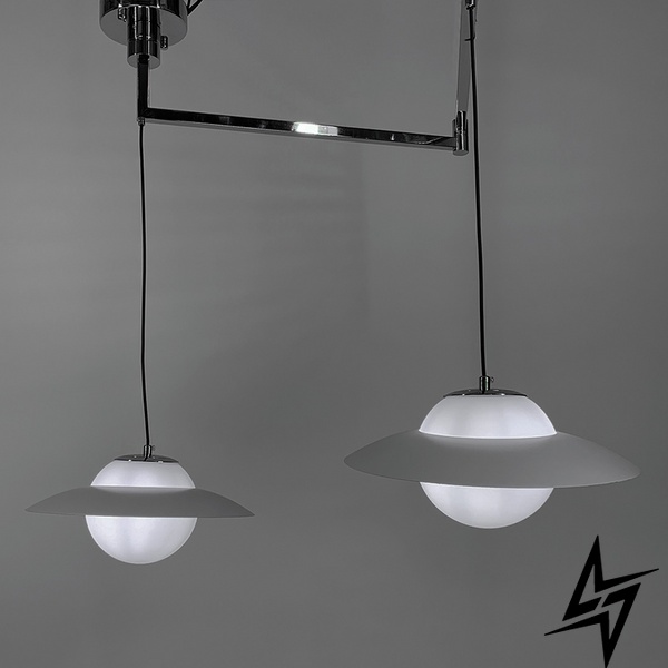 Регулюючий підвісний світильник в хромовому корпусі на 2 лампочки LE29934 2xE27 Білий YG 88/2 CH фото наживо, фото в дизайні інтер'єру