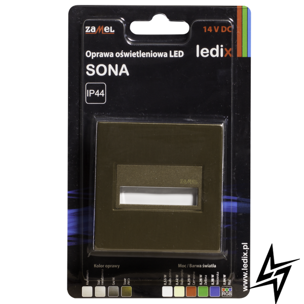 Настінний світильник Ledix Sona квадратна 14-211-41 врізний Старе золото 5900K 14V LED LED11421141 фото наживо, фото в дизайні інтер'єру