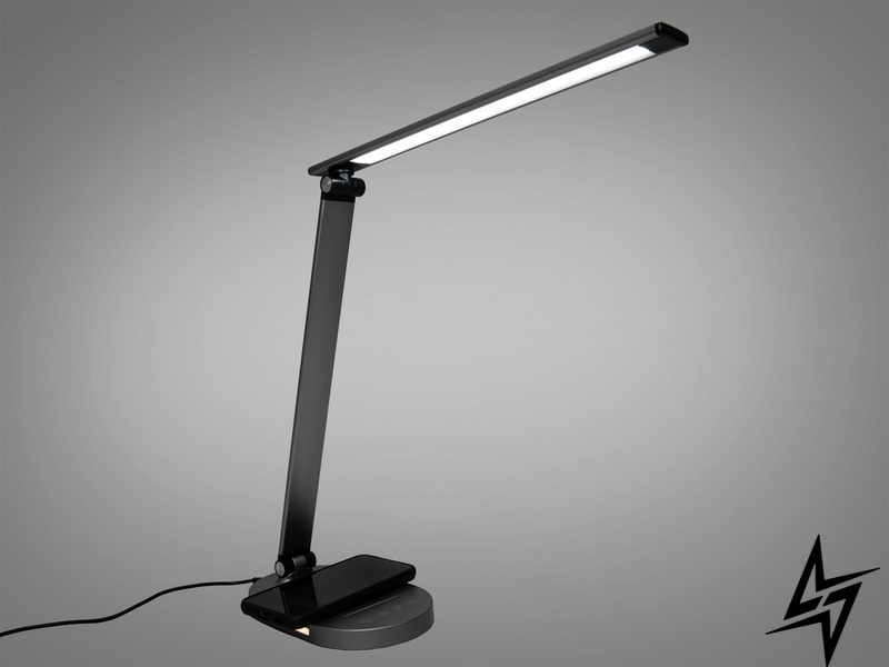 Светодиодная настольная лампа D23-38886 A5503GR wireless charge фото в живую, фото в дизайне интерьера