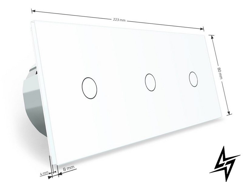 Бесконтактный выключатель 3 сенсора (1-1-1) Livolo белый стекло (VL-C701/C701/C701-PRO-11) фото