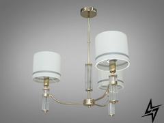 Современная люстра с абажурами 3 лампы D23-33322 Золото 1011/3G фото в живую, фото в дизайне интерьера