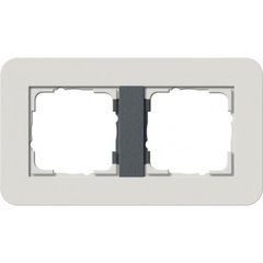 0212421 Рамка с антрацитовой подложкой E3 Светло-серый / Антрацит 2-постовая Gira