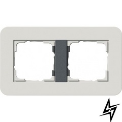 0212421 Рамка с антрацитовой подложкой E3 Светло-серый / Антрацит 2-постовая Gira фото