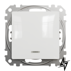 Перемикач прохідний 1-клавішний з підсвіткою Schneider Electric SDD111106L Sedna Design білий пластик фото