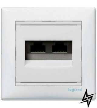Механізм розетки комп'ютерної 2xRJ-45 UTP Cat.5e Valena без захоплень білий 774239 Legrand фото