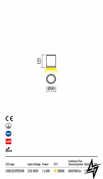 9063 Точковий світильник ETA IP54 DB 3000K LED  фото наживо, фото в дизайні інтер'єру