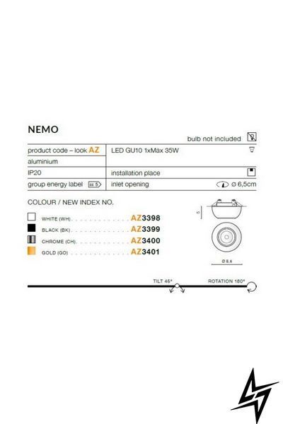 Точковий вбудований світильник Azzardo Nemo AZ3400 хром GU10 фото