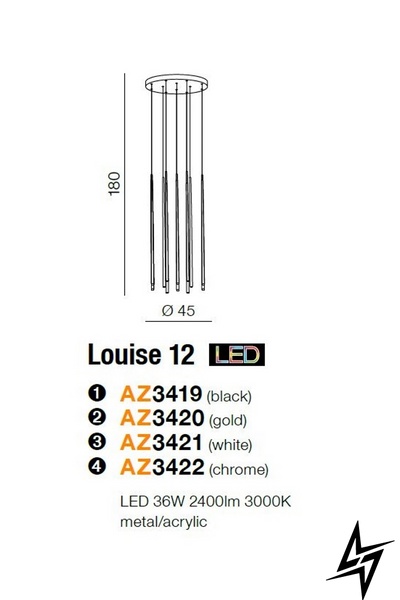 Люстра-підвіс багатоламповий Azzardo AZ3420 Louise LED 40833 фото наживо, фото в дизайні інтер'єру