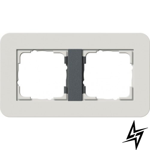 0212421 Рамка з антрацитовой підкладкою E3 Світло-сірий / Антрацит 2-постова Gira фото