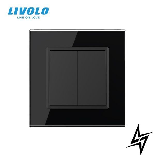 Двоклавішний перехресний вимикач Livolo чорний (VL-C7FCMM10A-1BP) фото