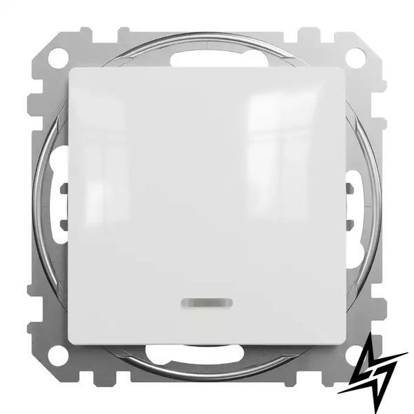 Перемикач прохідний 1-клавішний з підсвіткою Schneider Electric SDD111106L Sedna Design білий пластик фото