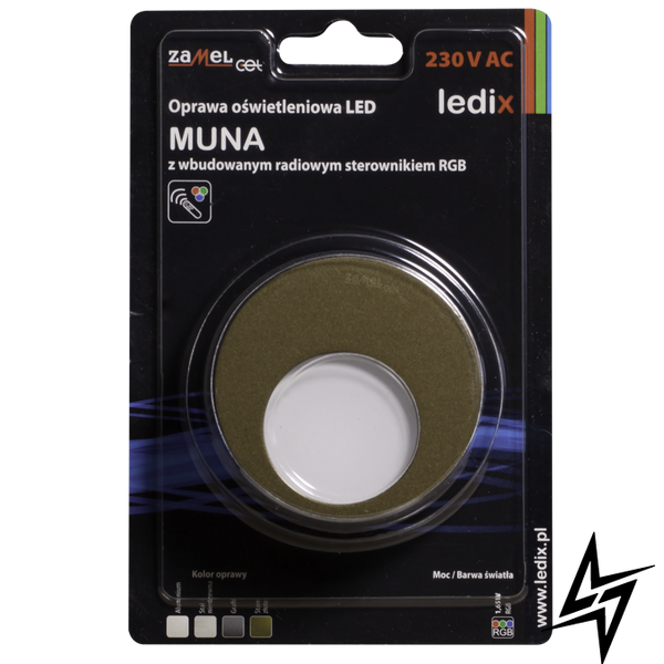 Настенный светильник Ledix Muna 02-225-46 врезной Старое золото RGB с радиоконтроллером RGB ЛЕД LED10222546 фото в живую, фото в дизайне интерьера