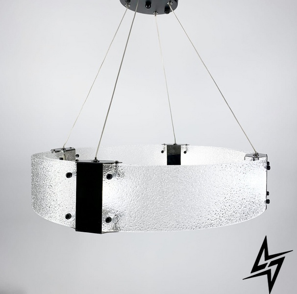 Дизайнерская LED люстра с фактурным стеклом LE26650 4xG9 60x11x60см Черный SA 42 BK фото в живую, фото в дизайне интерьера