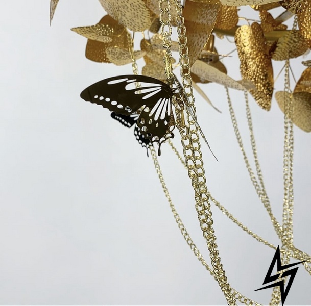 Люстра в стиле Serip с нежными бабочками LE25100 10xG9 60x60см Золото Y 05 GD фото в живую, фото в дизайне интерьера