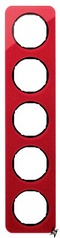 Пятиместная рамка R.1 10152344 (красный/черная) Berker фото