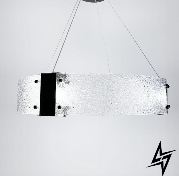 Дизайнерская LED люстра с фактурным стеклом LE26650 4xG9 60x11x60см Черный SA 42 BK фото в живую, фото в дизайне интерьера