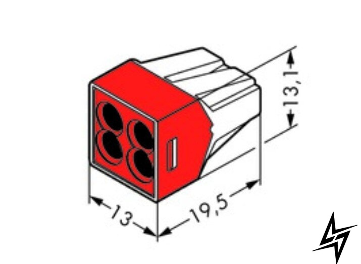 Клемма WAGO на 4 провода 4mm2 773-604 красная фото