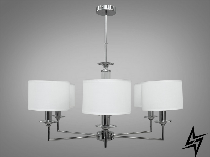 Современная люстра с абажурами 6 ламп D23-33379 хром 1015/6HR фото в живую, фото в дизайне интерьера