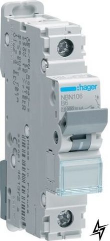 Автоматический выключатель Hager NBN106 1P, 6 А, B, 10 кА NBN106 фото