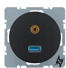 Мультимедийная USB/3.5мм аудио розетка R.x 3315392045 (черная) Berker фото