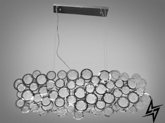 Люстра підвіс з круглими скляними елементами D23-33500 хром 88011-900x350HR фото наживо, фото в дизайні інтер'єру