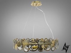 Люстра підвіс з круглими скляними елементами D23-33025 Золото/Сірий 6190-G-S-GY фото наживо, фото в дизайні інтер'єру