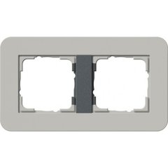 0212422 Рамка с антрацитовой подложкой E3 Серый / Антрацит 2-постовая Gira