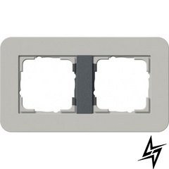 0212422 Рамка с антрацитовой подложкой E3 Серый / Антрацит 2-постовая Gira фото