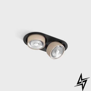 LTX 01.7522.14.930.BK/SBG Встраиваемый потолочный поворотный светильник с рамкой SOL IN MINI X2, D75мм, H50мм, W111мм, L206мм, LED 2x7W, 2x624Lm, 3000K, 45&deg;, CRI>90, 200mA, IP20, черный/бежевый фото