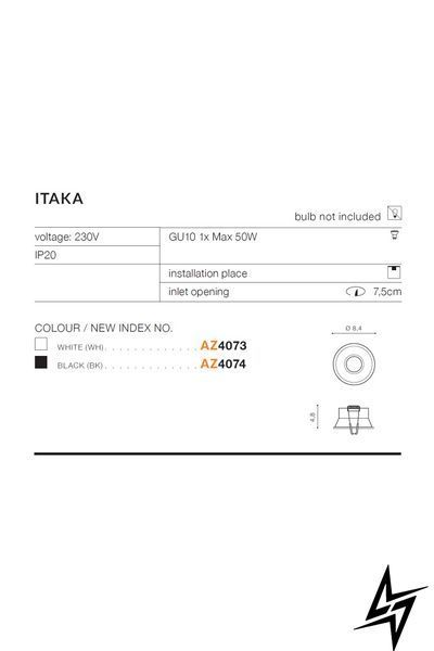 Точковий вбудований світильник Azzardo Itaka AZ4073 білий GU10 AZ4073 фото