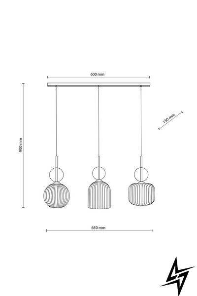 Люстра TK Lighting Sophia 11042 на 3 лампы E14 черный и желтый 90 &times; 65 &times; 15 см фото