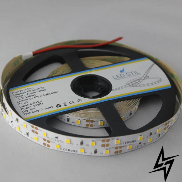 LED стрічка LED-STIL 3000K, 6 Вт/м, 2835, 60 діодів, IP33, 12V, 500 LM, тепле світло фото