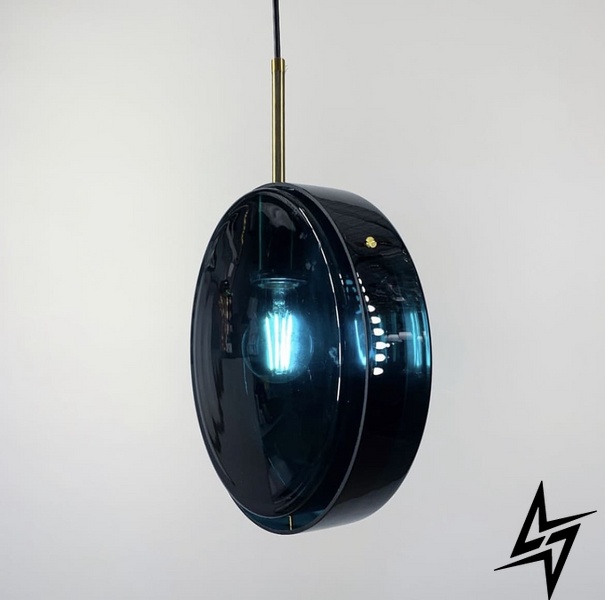 Подвесной светильник с изумрудным плафоном LE25351 10x55x10см Латунь/Синий SE 03 V фото в живую, фото в дизайне интерьера