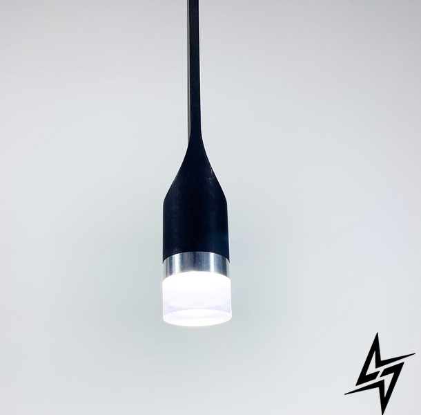 Сдержанный современный подвесной светильник LE26001 LED 5W 4000K 45см Черный DE 10C/1 BK фото в живую, фото в дизайне интерьера