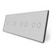 Сенсорная панель выключателя 6 сенсоров (1-1-2-2) Livolo серый стекло (VL-P701/01/02/02-8I) фото