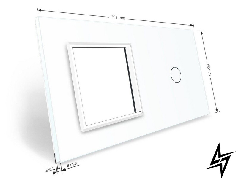 Сенсорная панель комбинированная для выключателя 1 сенсор 1 розетка (1-0) Livolo белый стекло (VL-P701/E-4W) фото