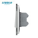 Двухклавишный перекрестный выключатель Livolo серый (VL-C7FCMM10A-1IP) фото