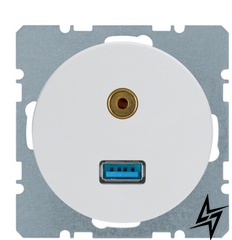 Мультимедийная USB/3.5мм аудио розетка R.x 3315392089 (полярная белизна) Berker фото