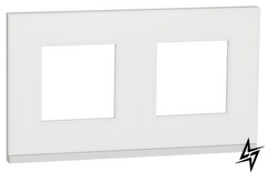 Горизонтальна двухпостовая рамка Unica New Pure NU600489 матове скло / білий Schneider Electric фото