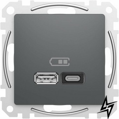 Розетка USB Schneider Electric SDD114404 Sedna Design чорний IP20 пластик фото