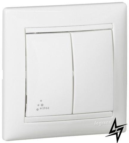 Звичайний 2-клавішний вимикач Legrand 770098 Valena Classic, білий, 10 А, IP44 фото
